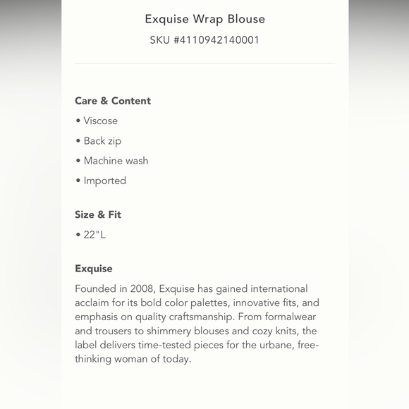 Anthropologie NWT Exquise Wrap Blouse Size XS. - Picture 6 of 7